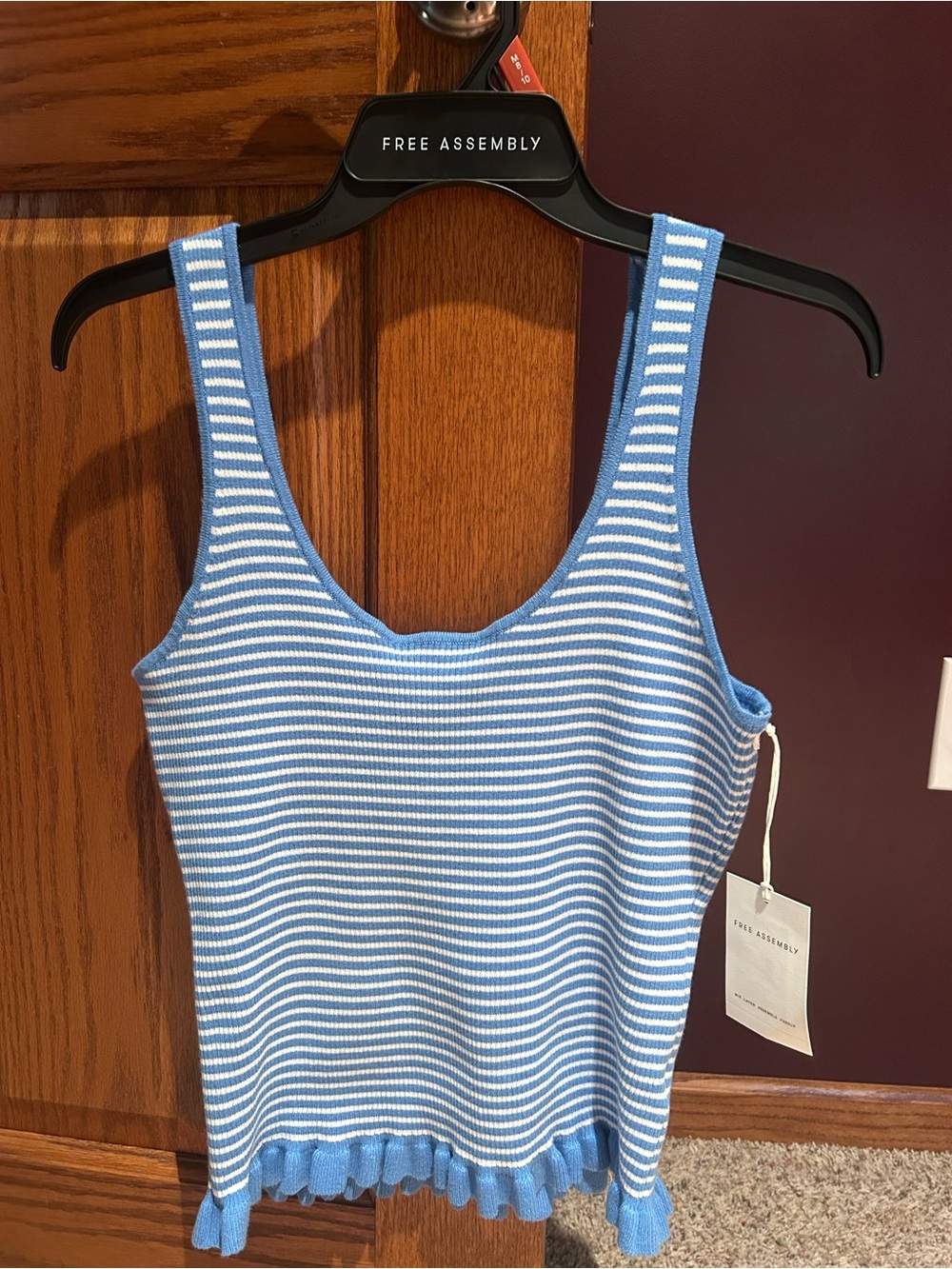 Free Assembly Blue & White Striped Tank Top
